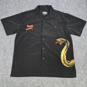 Vintage 2006 Harley-Davidson Shirt Mens XL Black Snake Graphic Button Up